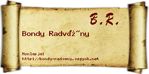 Bondy Radvány névjegykártya